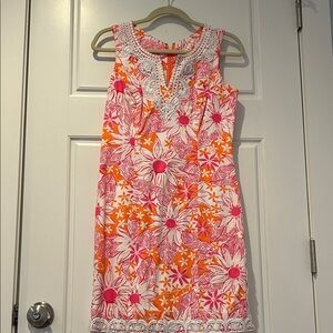 Lilly Pulitzer Floral Sleeveless Dress with Lace Trim